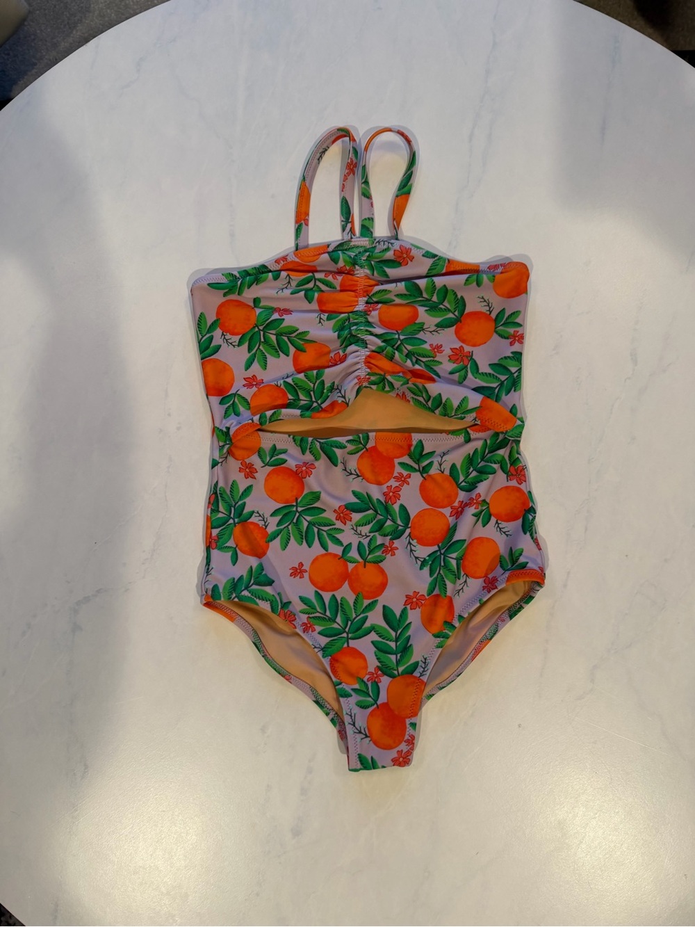 J. Crew Girls Orange & Green Fruit Print One-Piece Swimsuit